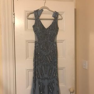 Adrianna Papell Light Blue Embellished Gown size
